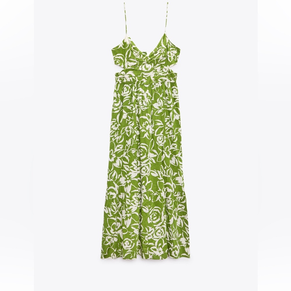 Zara green cutout midi dress